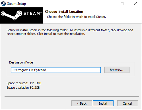 Name of the «Steam» folder in the installation path