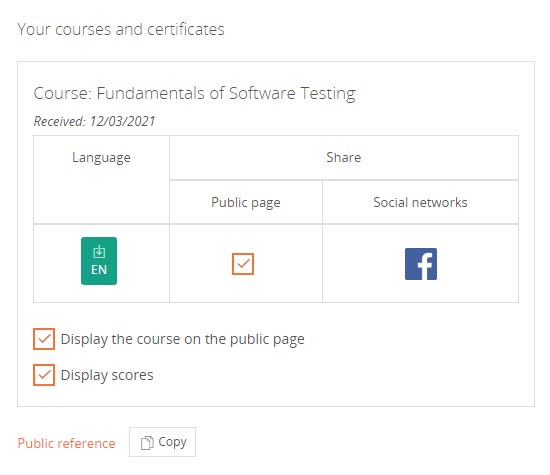 Your courses and certificates