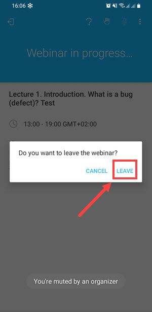 Leave the webinar confirm