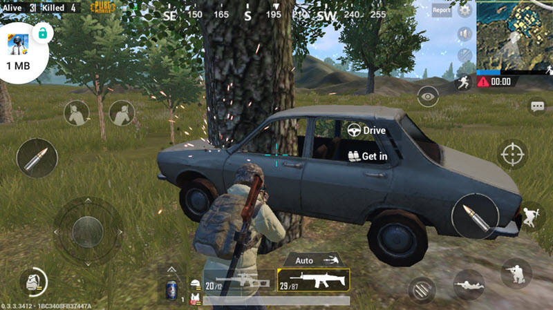 The car got stuck in a tree. PUBG Mobile