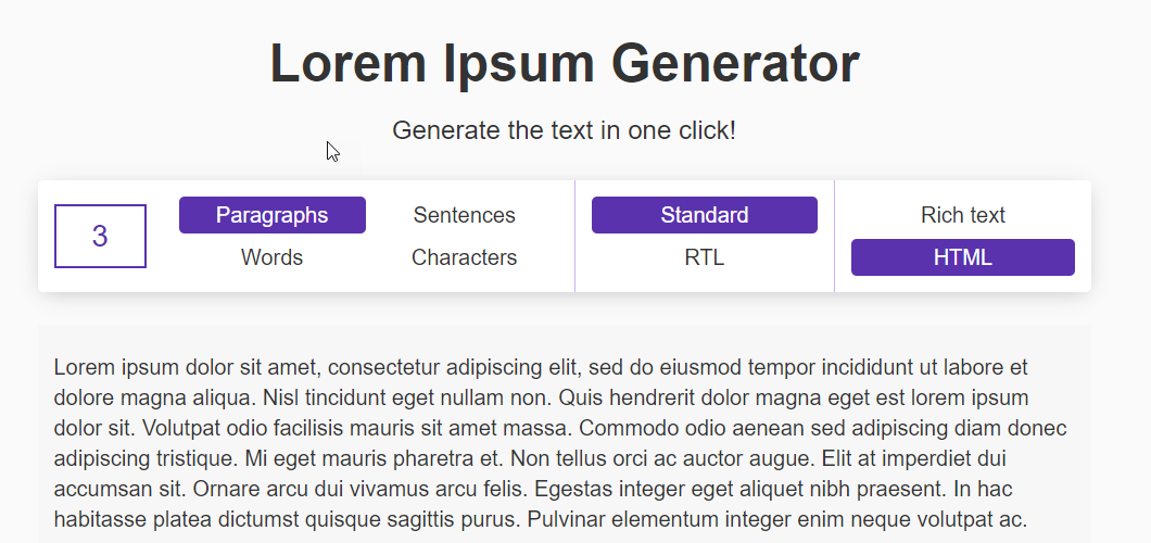 The Lorem Ipsum generator