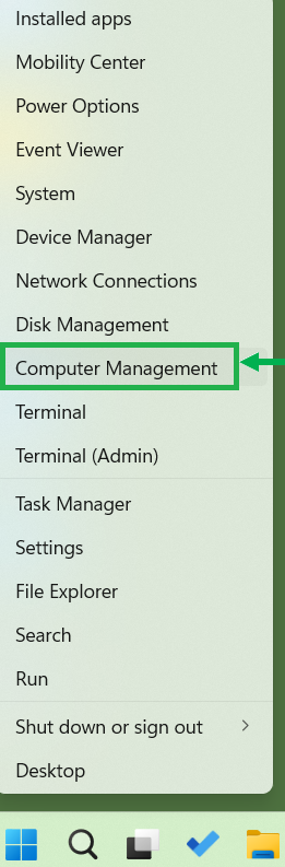 Opening the resource monitor in computer management